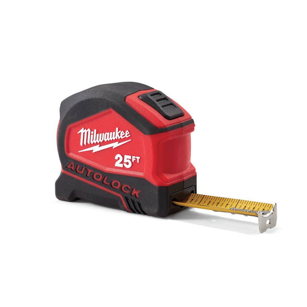 MW Compact Auto Lock 25 ft. SAE Tape Measure with Fractional Scale and 9 ft. Standout 48-22-6825