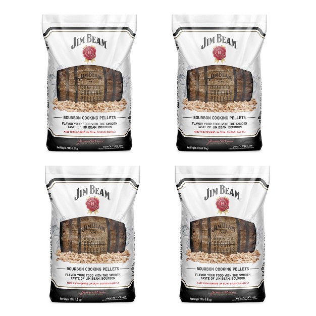 Ol x27 Hick Cooking Pellets 20 Pounds Barbecue Genuine Jim Beam Bourbon Barrel Grilling Smoker Cooking Pellets Bag For Grilling And Smoking 4 Pack