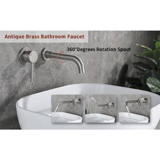 FORCLOVER Single-Handle Wall Mount Bathroom Faucet in Brushed Nickel DRMONM-02BN