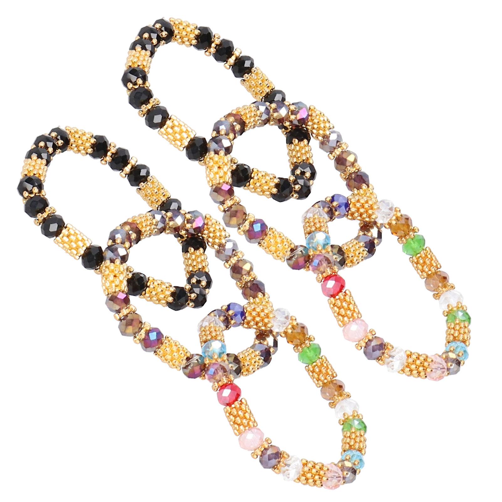 6pcs Beaded Bracelet Shiny Crystal Simple Style Women Girl Jewelry Gift Decoration