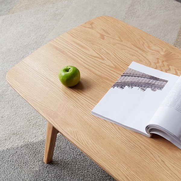 Solid Wood Center Low Table with Storage Shelf