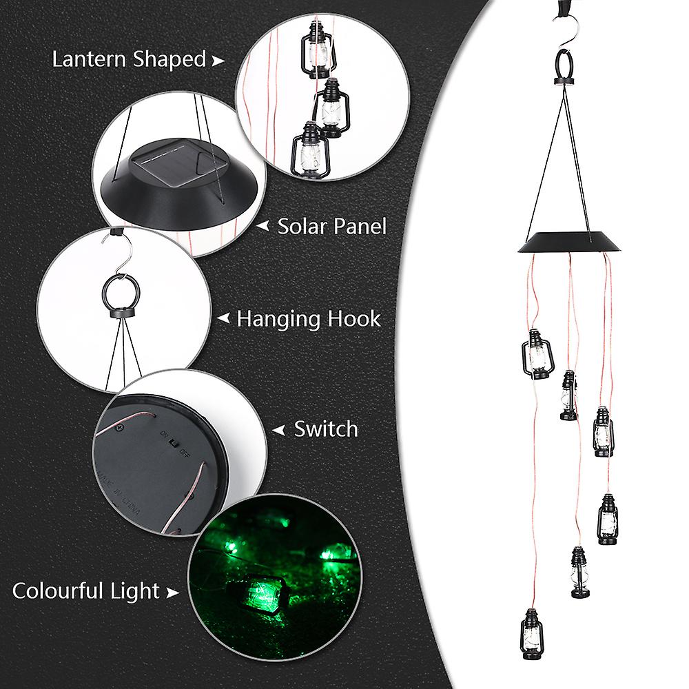 Solar Wind Chimes Lantern Color Changing Mobile Light Led Wind Chimes Waterproof Hanging Lights For Home Yard Night Garden Party Festival Decor