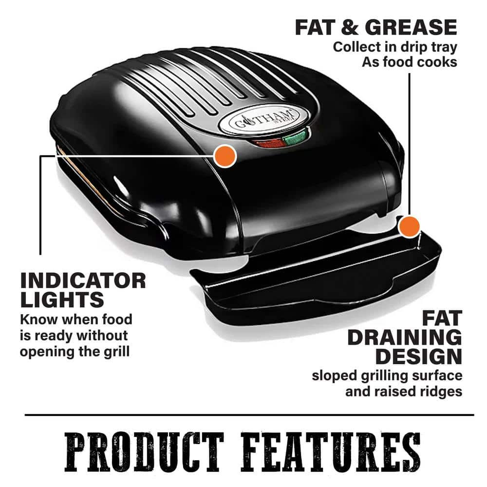 Gotham Steel 72 sq. in. Black Copper Low Fat Indoor Grill 2053