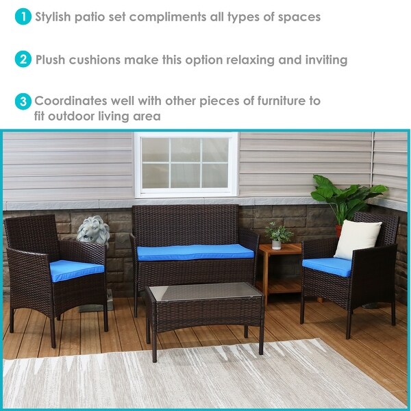 Sunnydaze Dunmore 4Piece Patio Set with Cushions