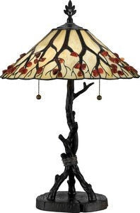 2 Light Craftsman Tiffany Table Lamp with Tree Branch Base and Organic Stained Glass Shade with Agate Stones Bailey Street Home 71-Bel-618810