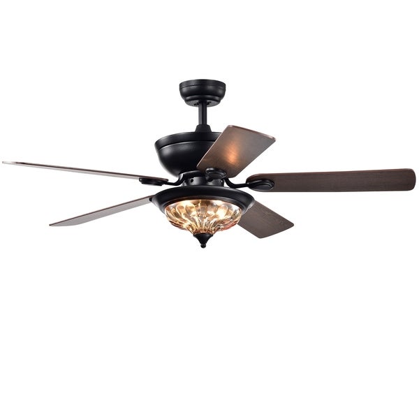 Micago Black 52-inch Lighted Glass Bowl Shade Ceiling Fan with Remote - 52-inches Diameter - 52-inches Diameter Shopping - The Best Deals on Ceiling Fans | 33616025