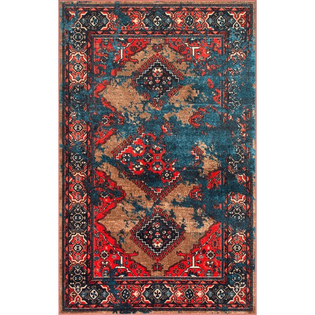 3 x27 x5 x27 Distressed Geometric Lavonna Area Rug Nuloom