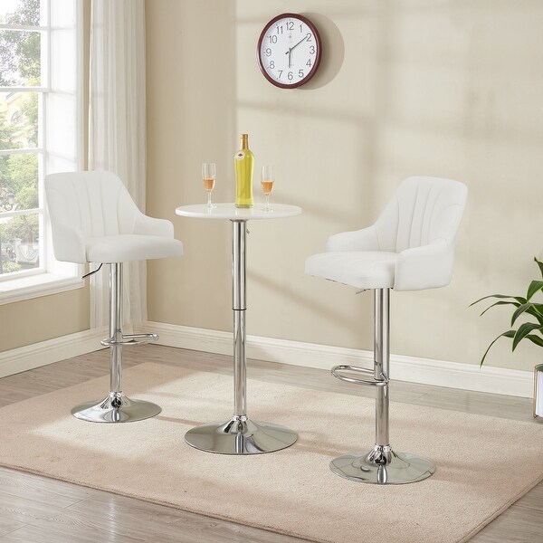 Adjustable Armless Swivel PU Leather Bar Stools Chrome Air Lift Counter Height Stools Set of 4