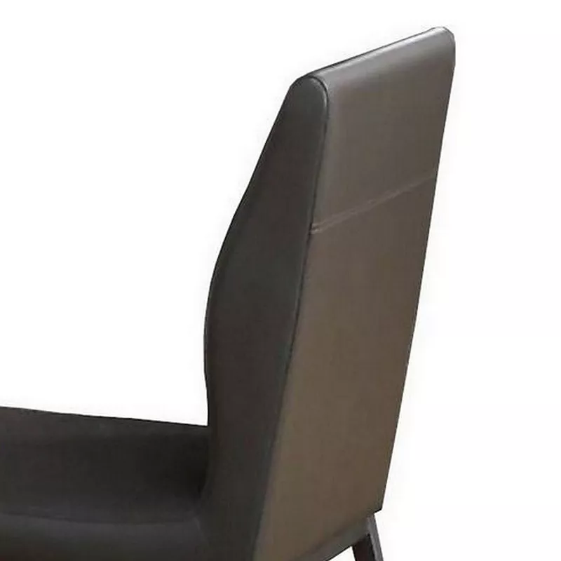 Chair with Faux Leather and Sleek Metal Legs， Gray