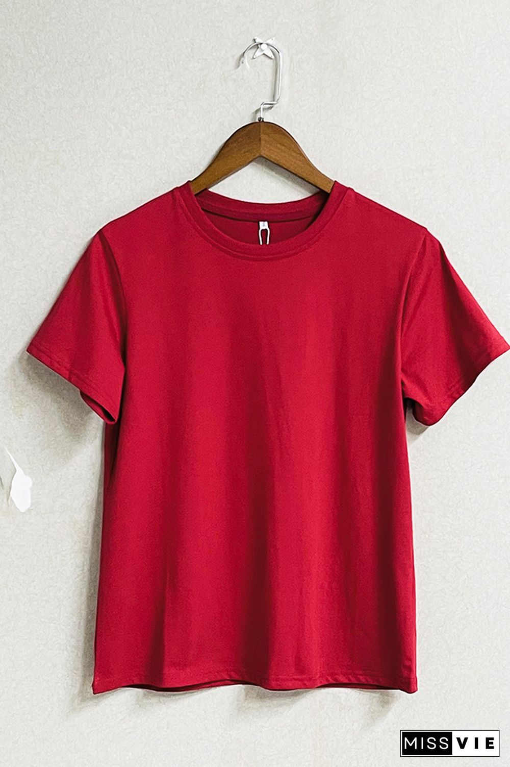 Solid Color O-neck Short Sleeve Tee Wholesale