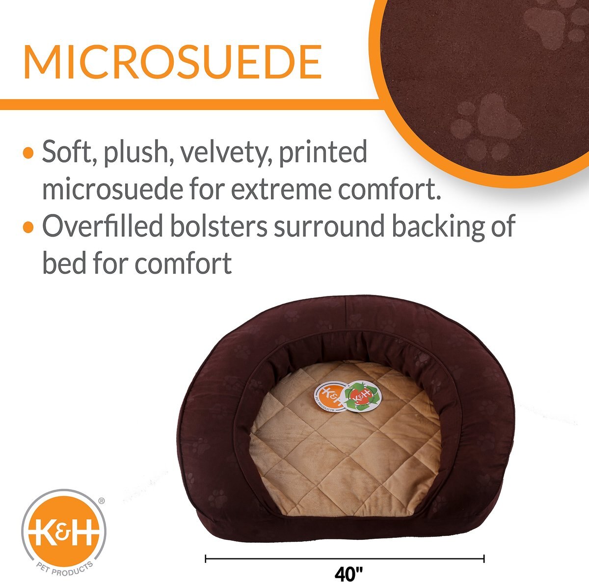 KandH Pet Products Deluxe Orthopedic Bolster Cat and Dog Bed