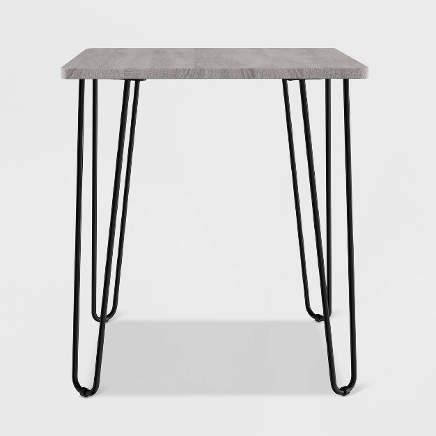 End Table With Hairpin Legs Woodgrain Look Gray Yorkshire Home