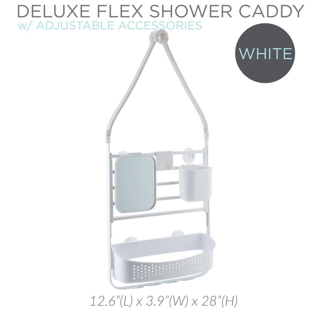 Bath Bliss Deluxe Flex Adjustable Shower Caddy in White 10090-WHT