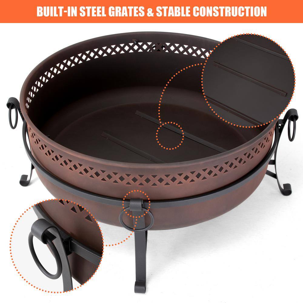 Atesun Outdoor Patio Fire Pit with Mesh Spark Screen 34