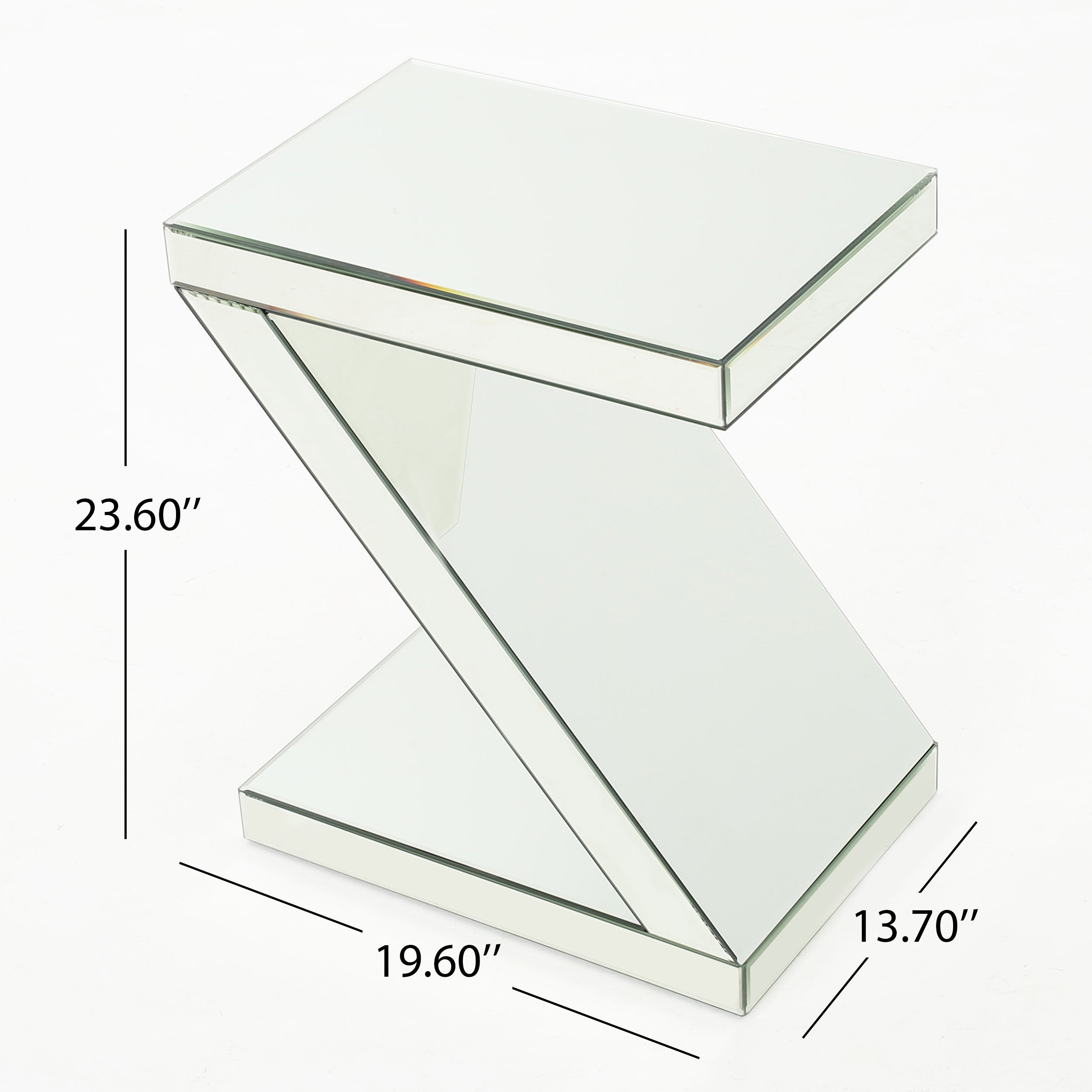 Adu Mirrored Z Shaped Side Table