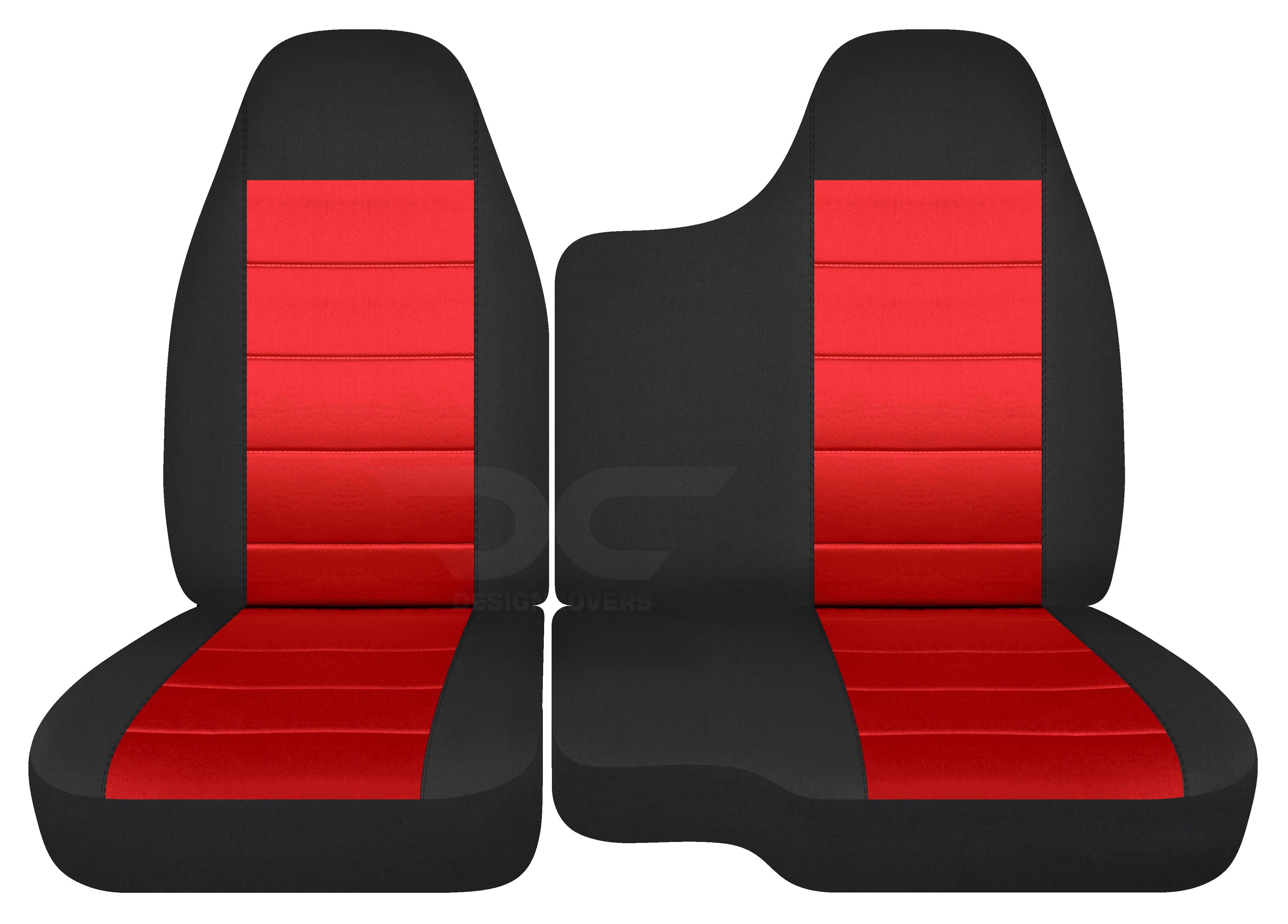 T48-Designcovers Compatible with 2004-2012 Chevy Colorado/GMC Canyon Two-Tone Truck Seat Covers (Front 60/40 Split Bench) No Armrest: Black and Red Velour