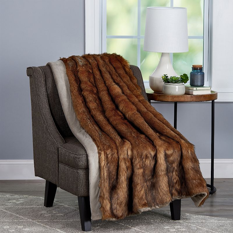 Portsmouth Home Chinchilla Faux Fur Throw Blanket