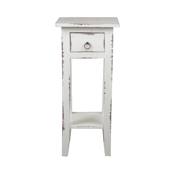 Sunset Trading Cottage Narrow Side Table Distressed White Washed