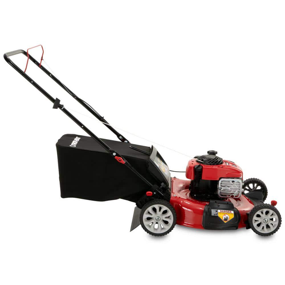 TroyBilt 21 in 140 cc Briggs and Stratton Gas Walk Behind Push Mower with Rear Bag and Mulching Kit and Side Discharge Included