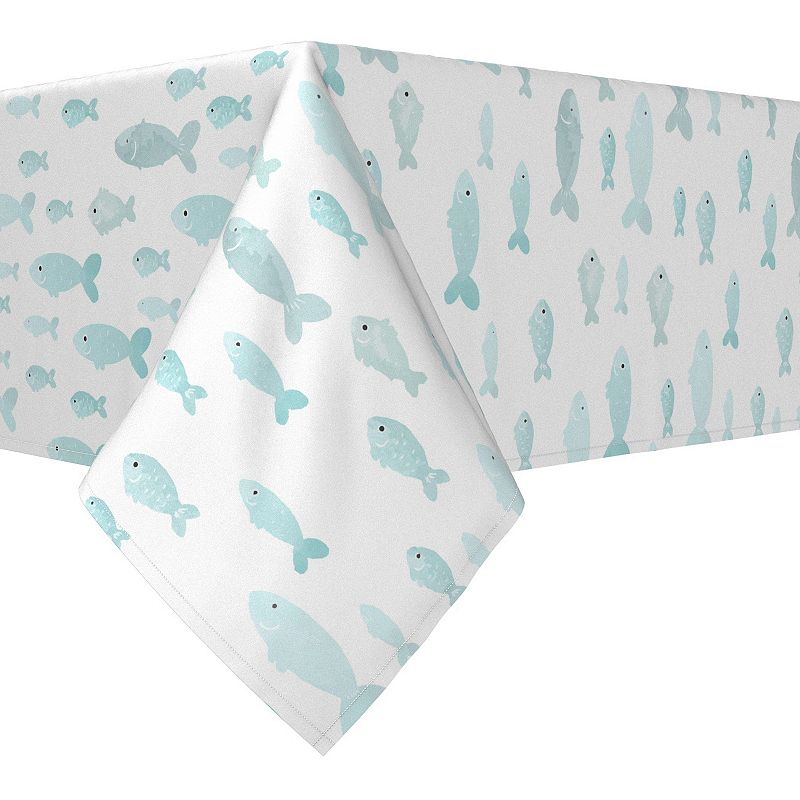 Rectangular Tablecloth， 100% Cotton， 52x104， Underwater Fish