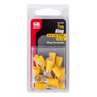 Gardner Bender 12 - 10 AWG #12 - 14 Stud Size Vinyl-Insulated Ring Terminals Yellow (15-Pack) 15-107