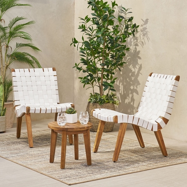 Charlotter Outdoor Rope and Acacia Wood Outdoor Chat Set by Christopher Knight Home