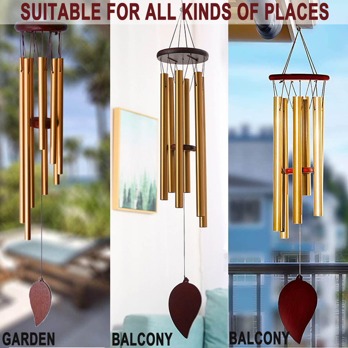 Edtian Wind Chimes， Wind Chime for Outside， Memorial Wind Chimes， Wind Chimes for Outside Deep Tone， Garden Decor for outdoors(30inches)