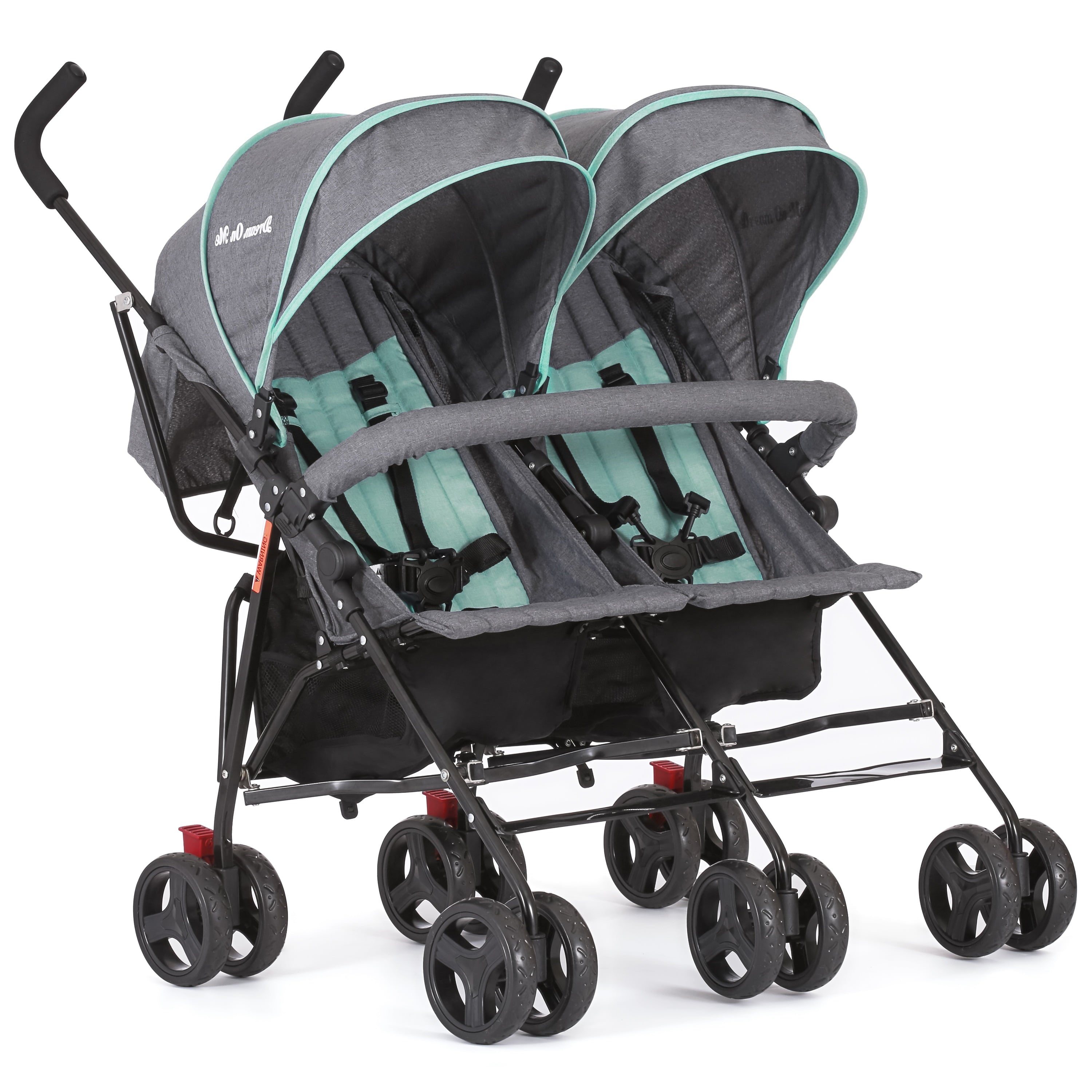 Dream On Me Volgo Twin Umbrella Stroller, Mint and Dark Grey