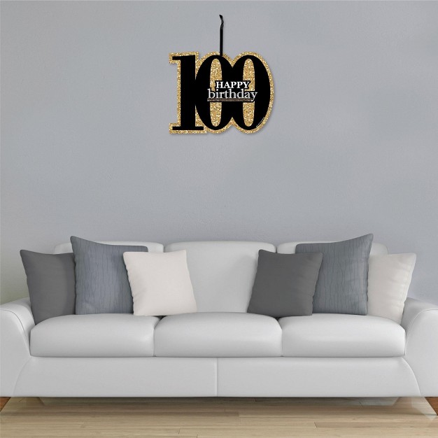 Big Dot Of Happiness Adult 100th Birthday Gold Hanging Porch Birthday Party Outdoor Decorations Front Door Decor 1 Piece Sign