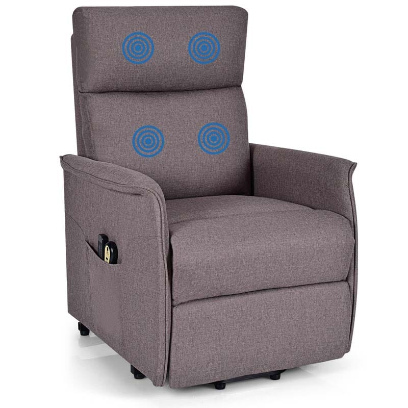 Power Lift Chair Recliner, Fabric Padded Massage Reclining Sofa, Elderly Lift Chair with Side Pocket, Remote Control