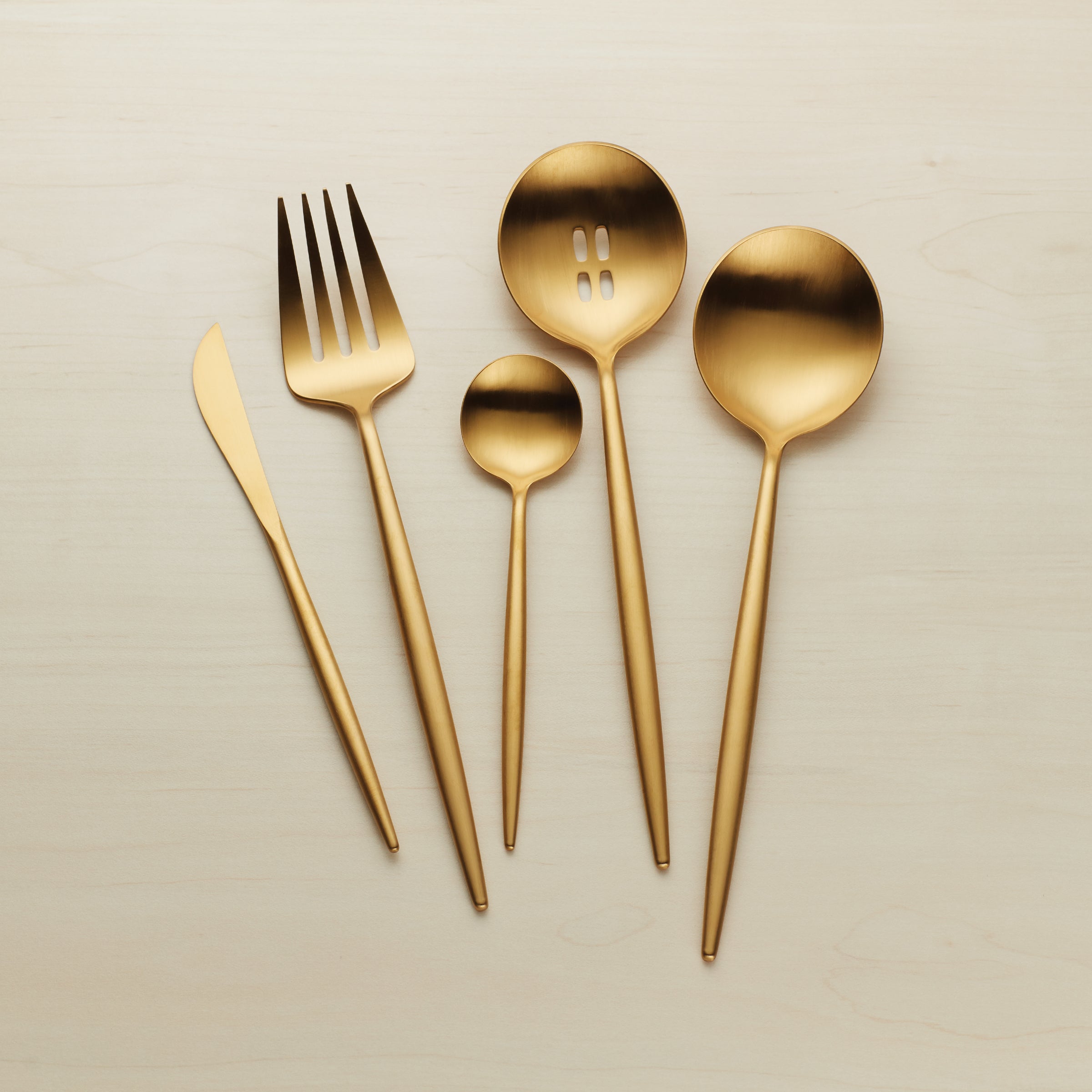 Skandia Zephyr Satin Gold 45 Piece Flatware Set