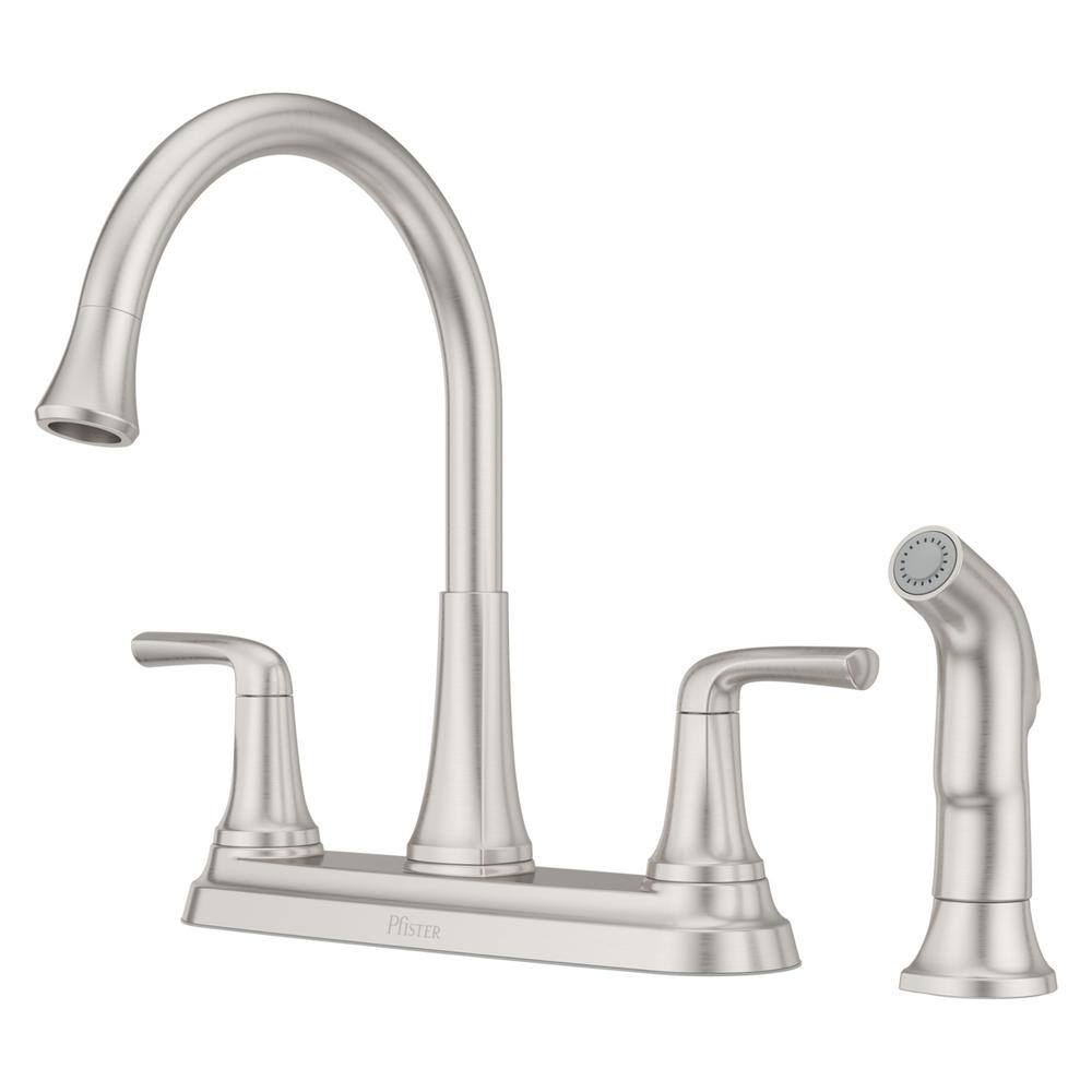 Pfister Ladera 2-Handle Standard Kitchen Faucet with Optional Side Sprayer in Spot Defense Stainless Steel F-036-4LRGS