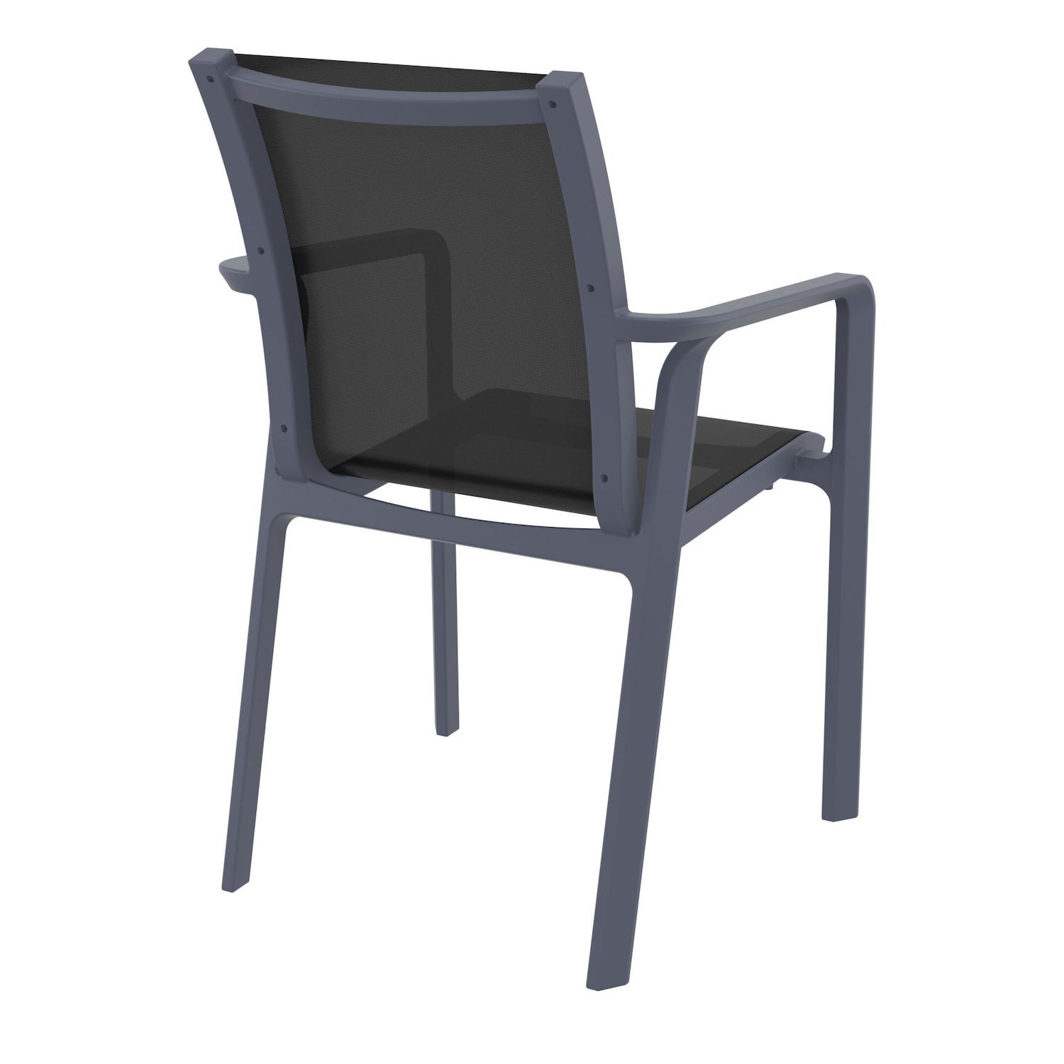 35.5 Gray and Black Resin Sling Outdoor Dining Arm Chair