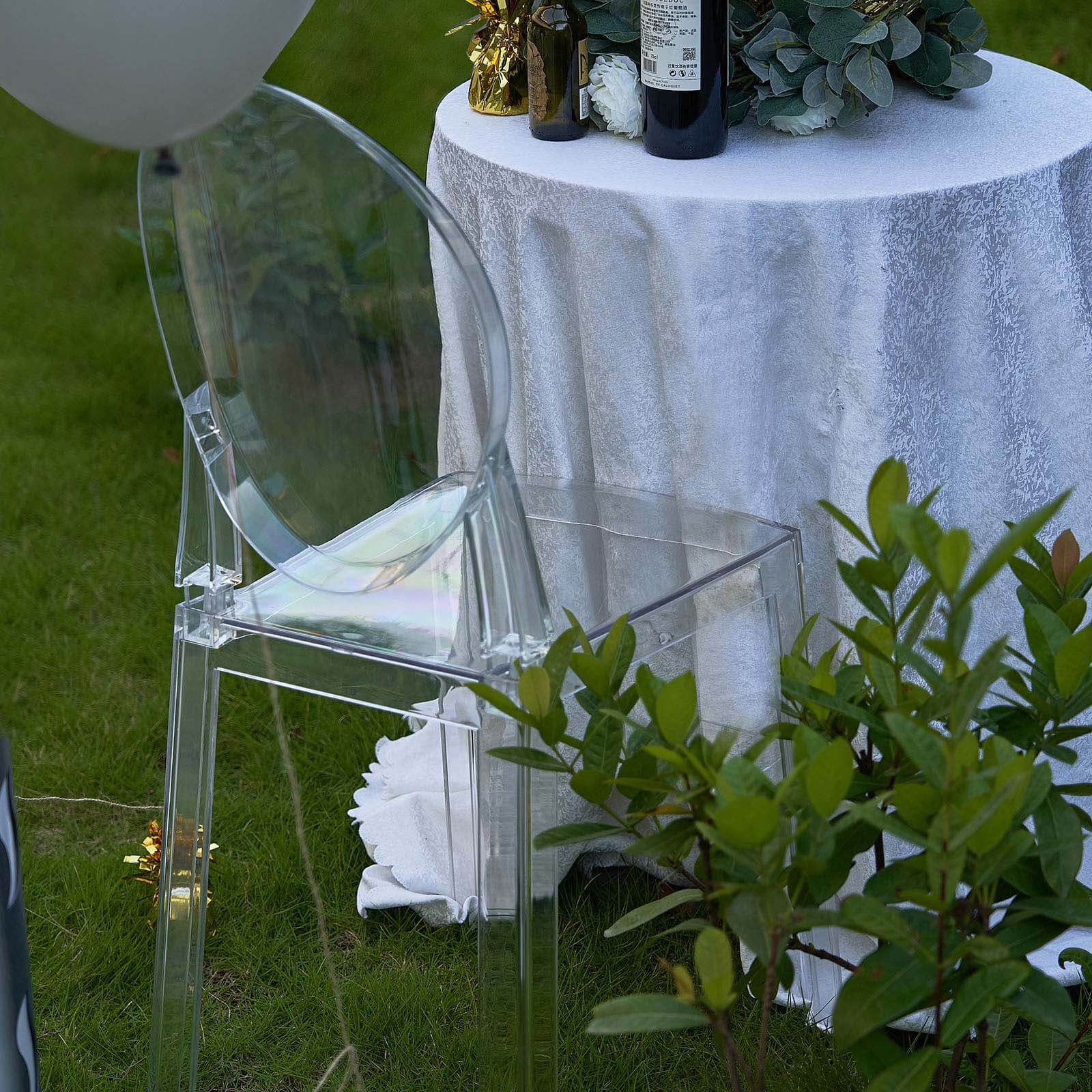 Clear Acrylic Banquet Ghost Chair With Oval Back, Transparent Armless Event Accent Chair