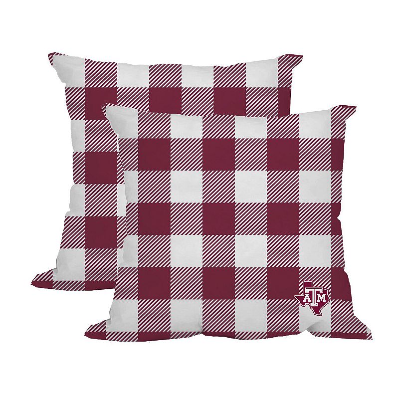 Texas AandM Aggies 2-Pack Buffalo Check Plaid Outdoor Pillow Set