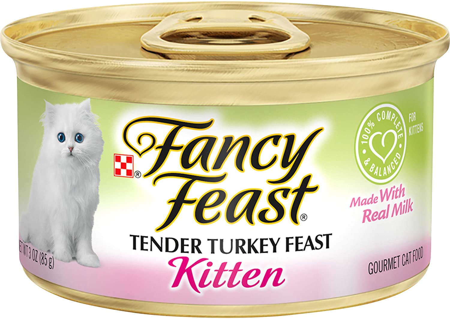 Purina Fancy Feast Pate Wet Kitten Food， Tender Turkey Feast - (24) 3 oz. Cans