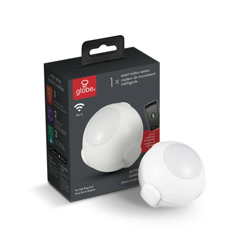 Globe Electric Wi-Fi Smart Wireless Motion Detector No Hub Required Battery Operated in White 50026