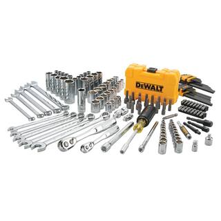 DW 14 in. x 38 in. Drive Polished Chrome Mechanics Tool Set (142-Piece) and  22 in. 2-Drawer Tool Box DWMT73802W08290