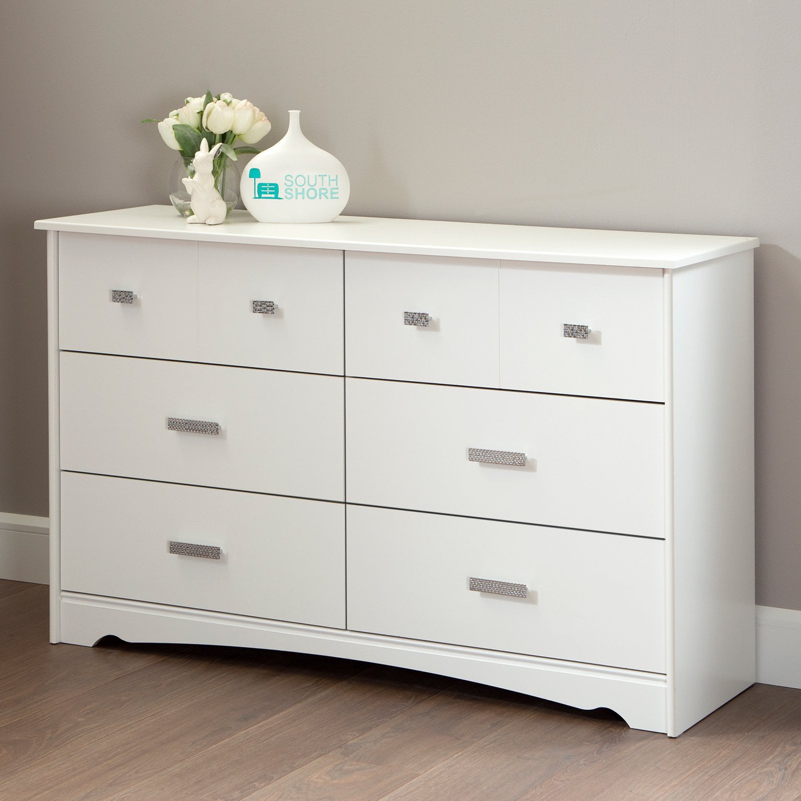 South Shore Tiara 6-Drawer Double Dresser, White