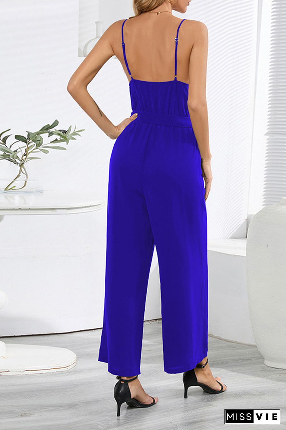 Swing Collar Wide Leg Cami Jumpsuit