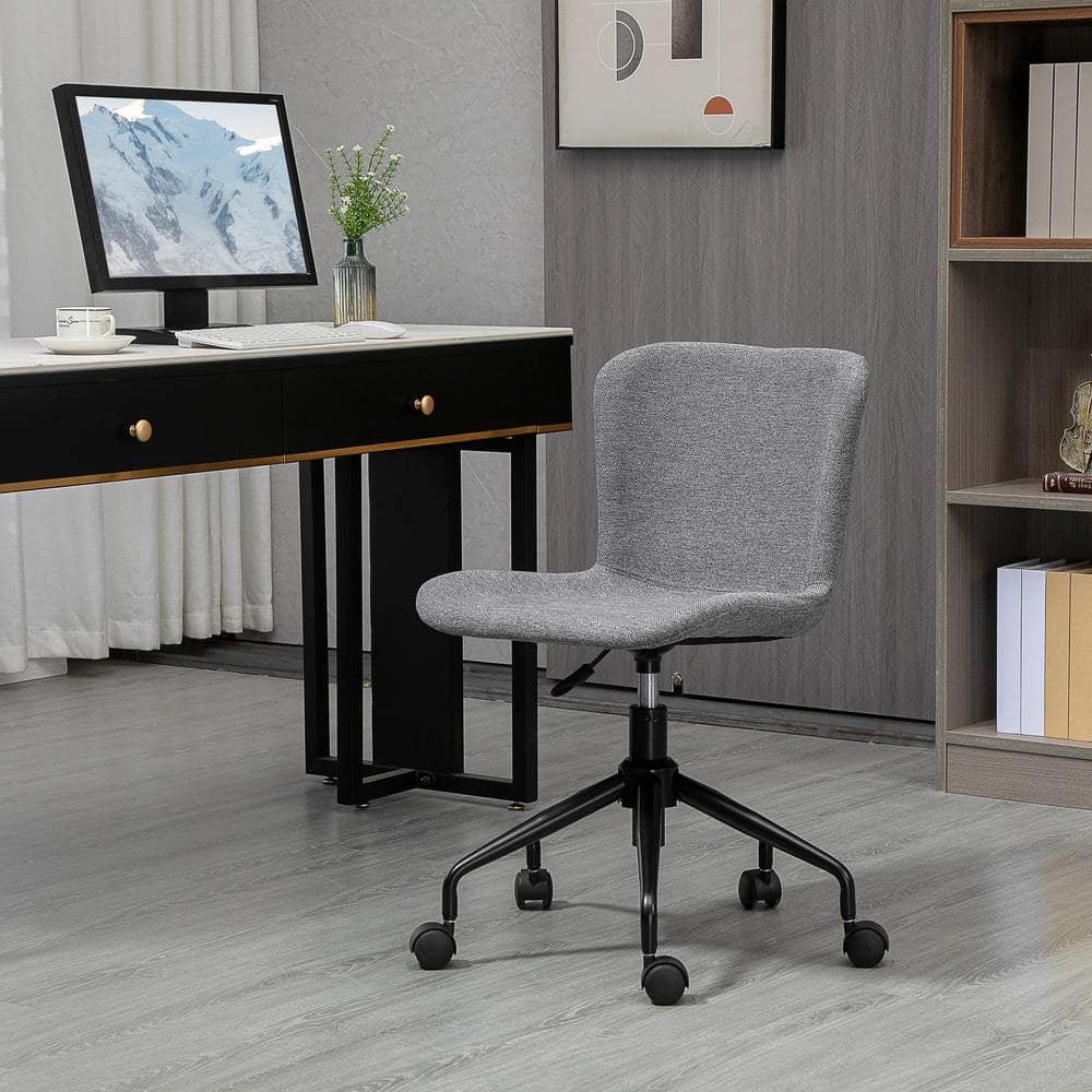 Vinsetto Dark Grey Linen-feel Fabric Seat Swivel Task Chair without Arms 921-486CG