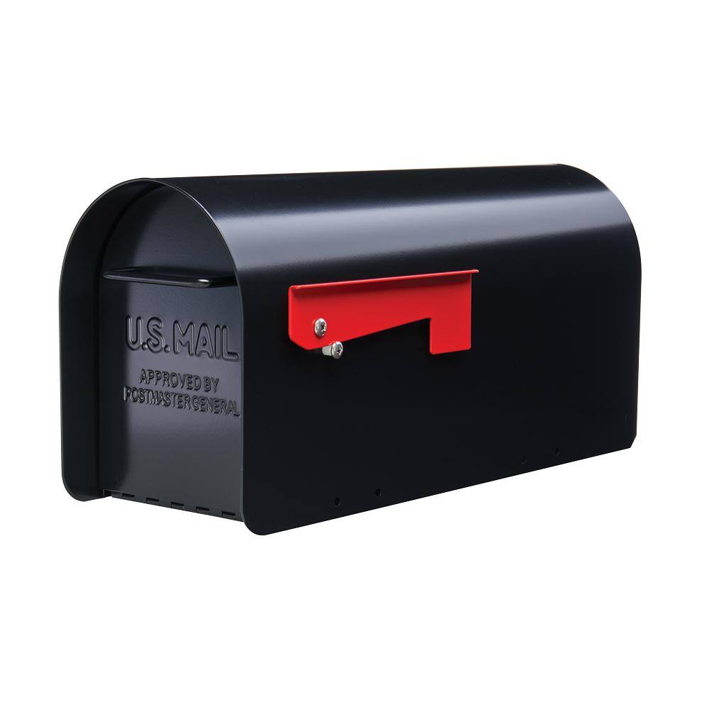 Architectural Mailboxes Ironside Black Large Steel Post Mount Mailbox MB801BAM