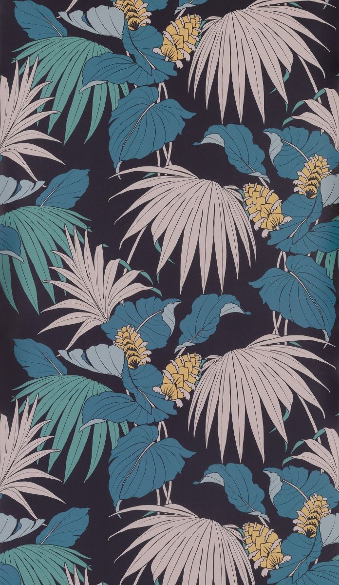 Sample Vernazza Wallpaper in Teal and Blus from the Manarola Collection by Osborne & Little