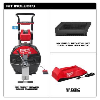 MW MX Fuel Lithium-Ion Cordless Sewer Drum Machine Kit with Cable Head Attachment Kit MXF500-1CP-48-53-2840