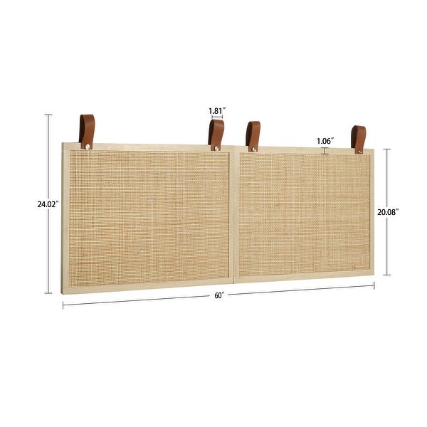 Natural Rattan Decorative Panel Wall-Mounted Headboard - - 37566993