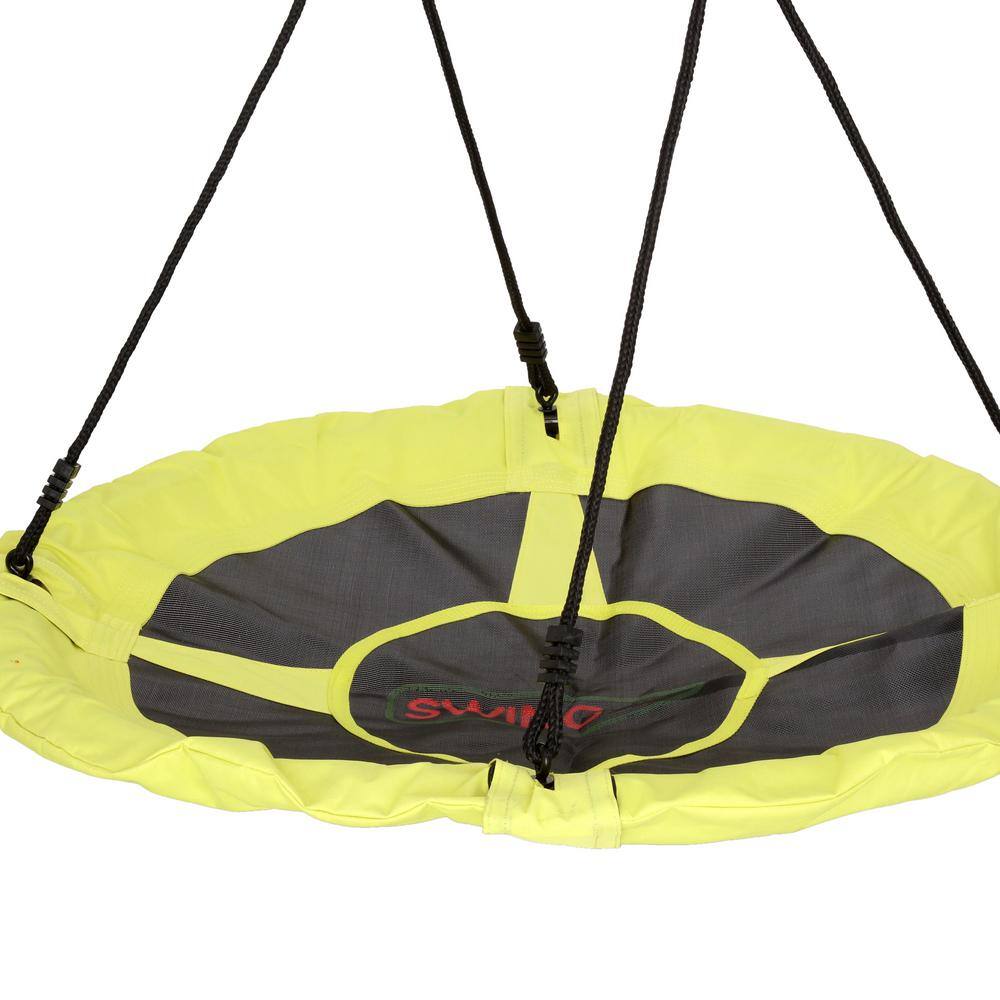 SWINGAN Swingan - 37.5 in. Super Fun Nest Swing With Adjustable Ropes - Solid Fabric Seat Design - Yellow SWMSY