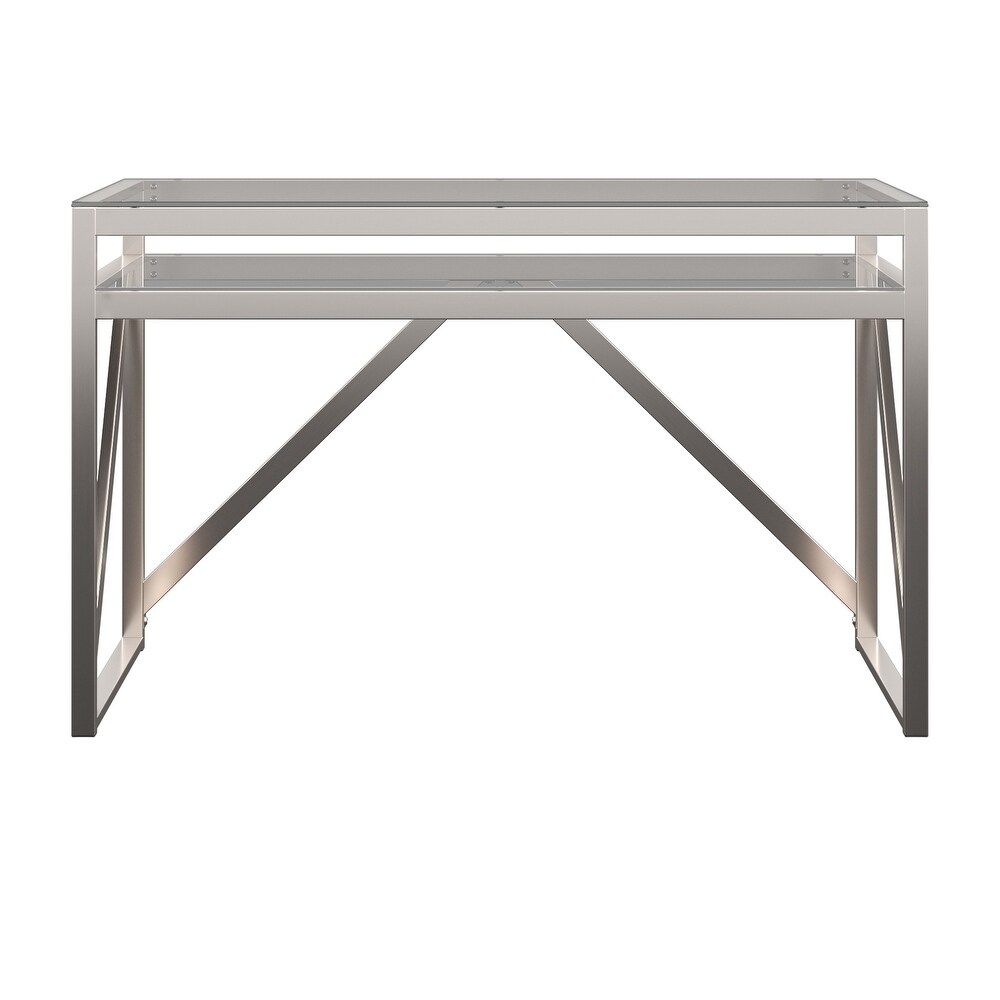 Brynn Brushed Nickel Sofa Table by iNSPIRE Q Modern   Sofa Table