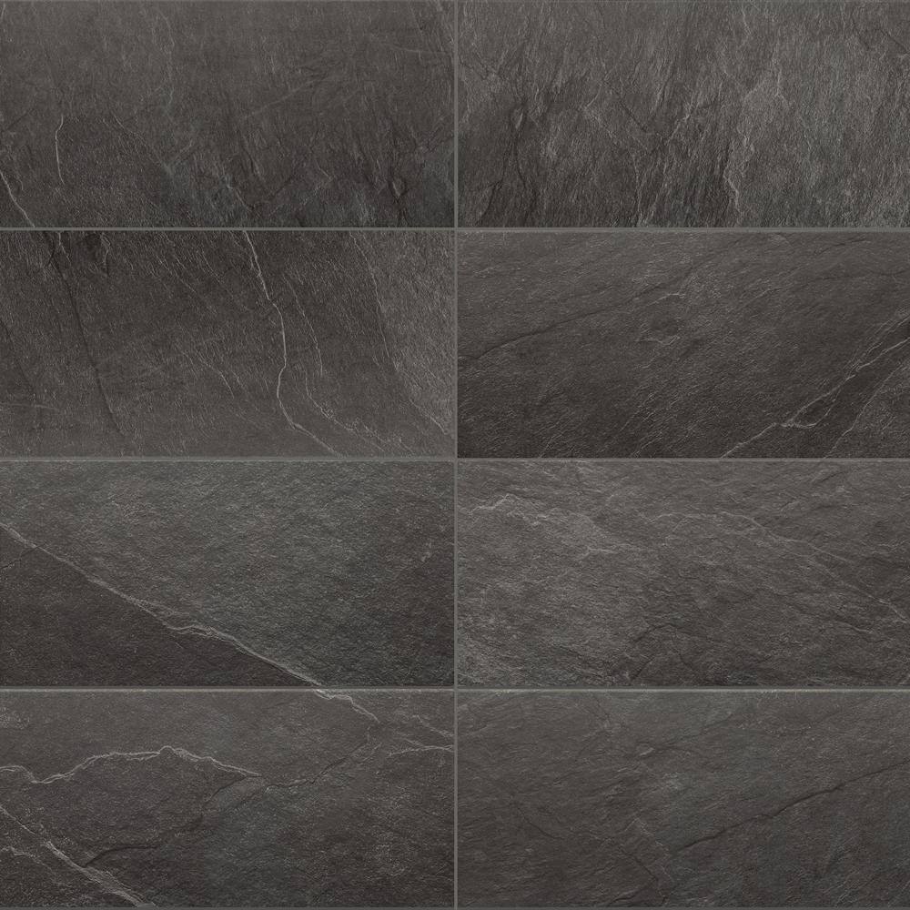 Florida Tile Home Collection Sediment Slate Black 12 in. x 24 in. Porcelain Floor and Wall Tile (13.62 sq. ft.Case) CHDESDS1012X24