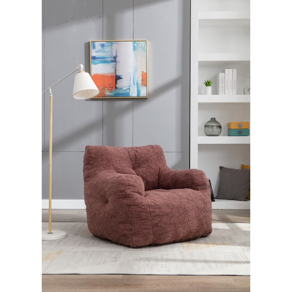 Modern Soft Tufted Foam Bean Bag Chair with Teddy Fabric