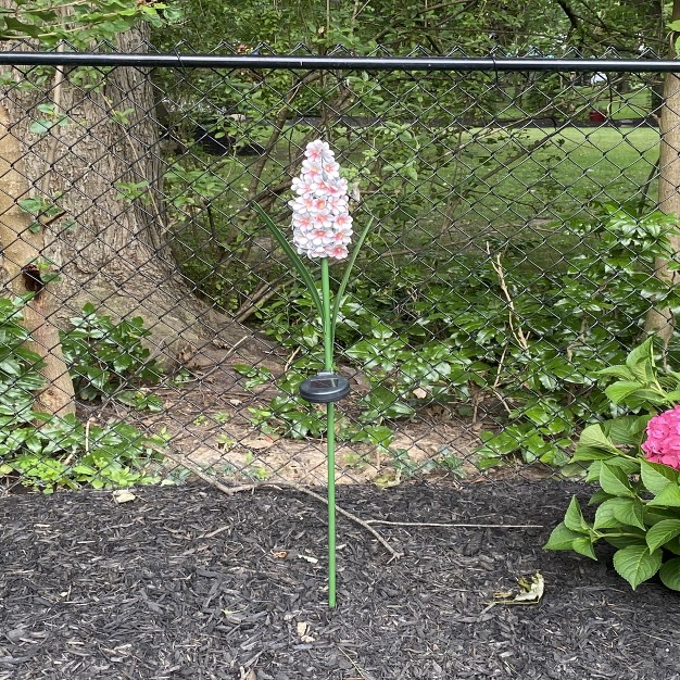 Pink And White Mallow Solar Lighted Flower Outdoor Decoration